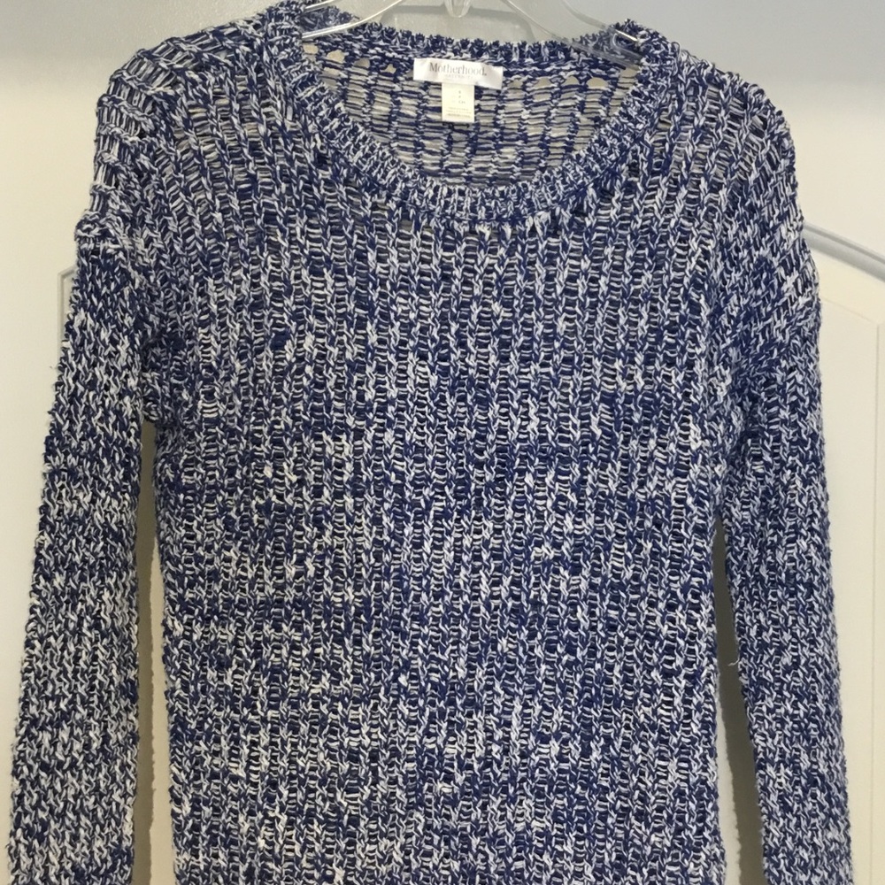 Motherhood Navy and White Crew‎ Neck Sweater
